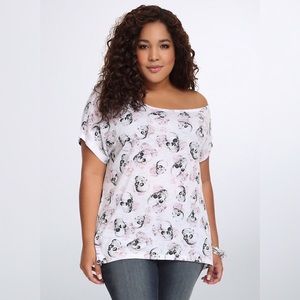 TORRID SKULL FLORAL OFF SHOULDER TEE